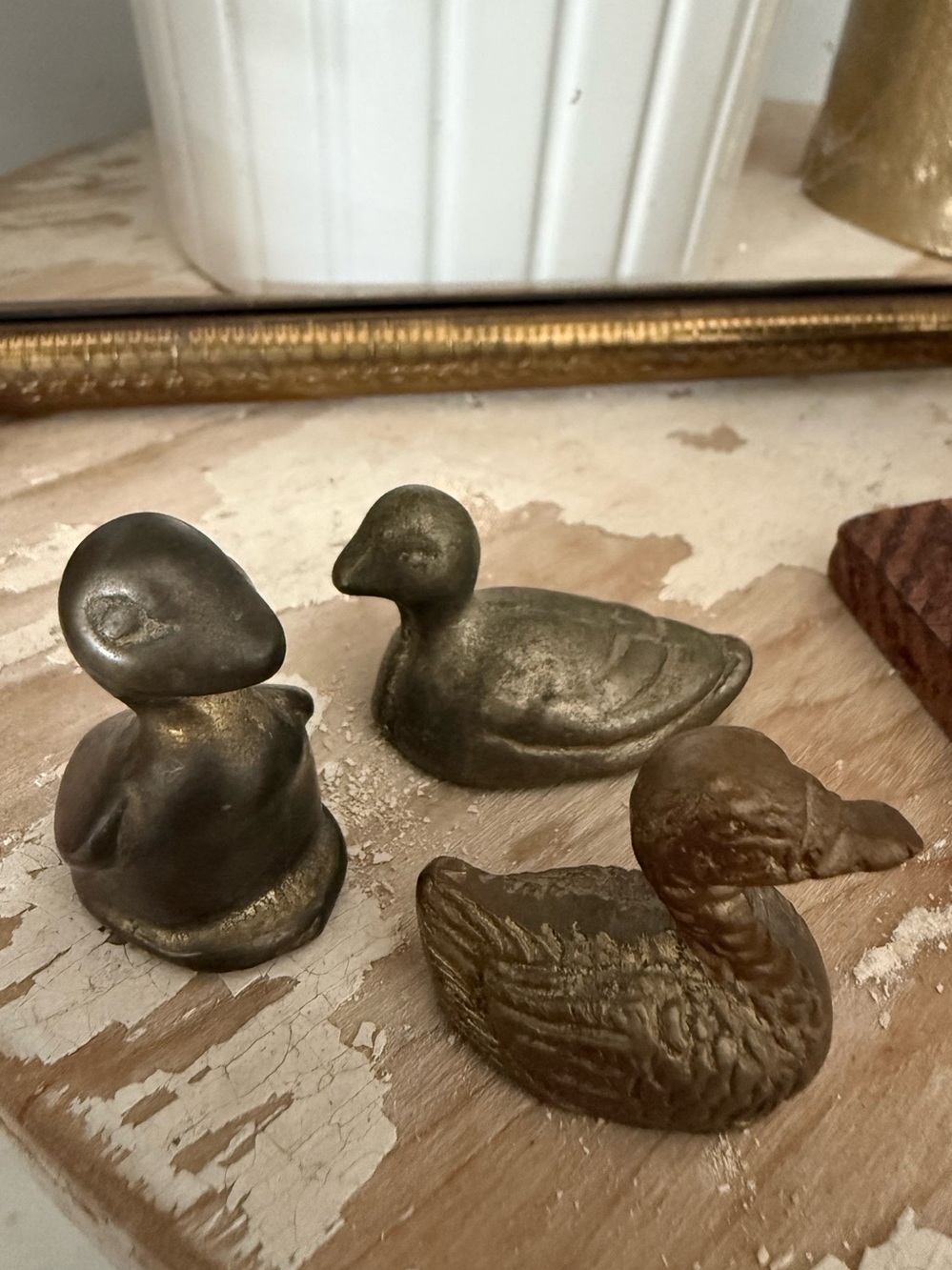 Vintage Brass Duck & Goose Paperweights Set of 3 Miniature Farmhouse Decor